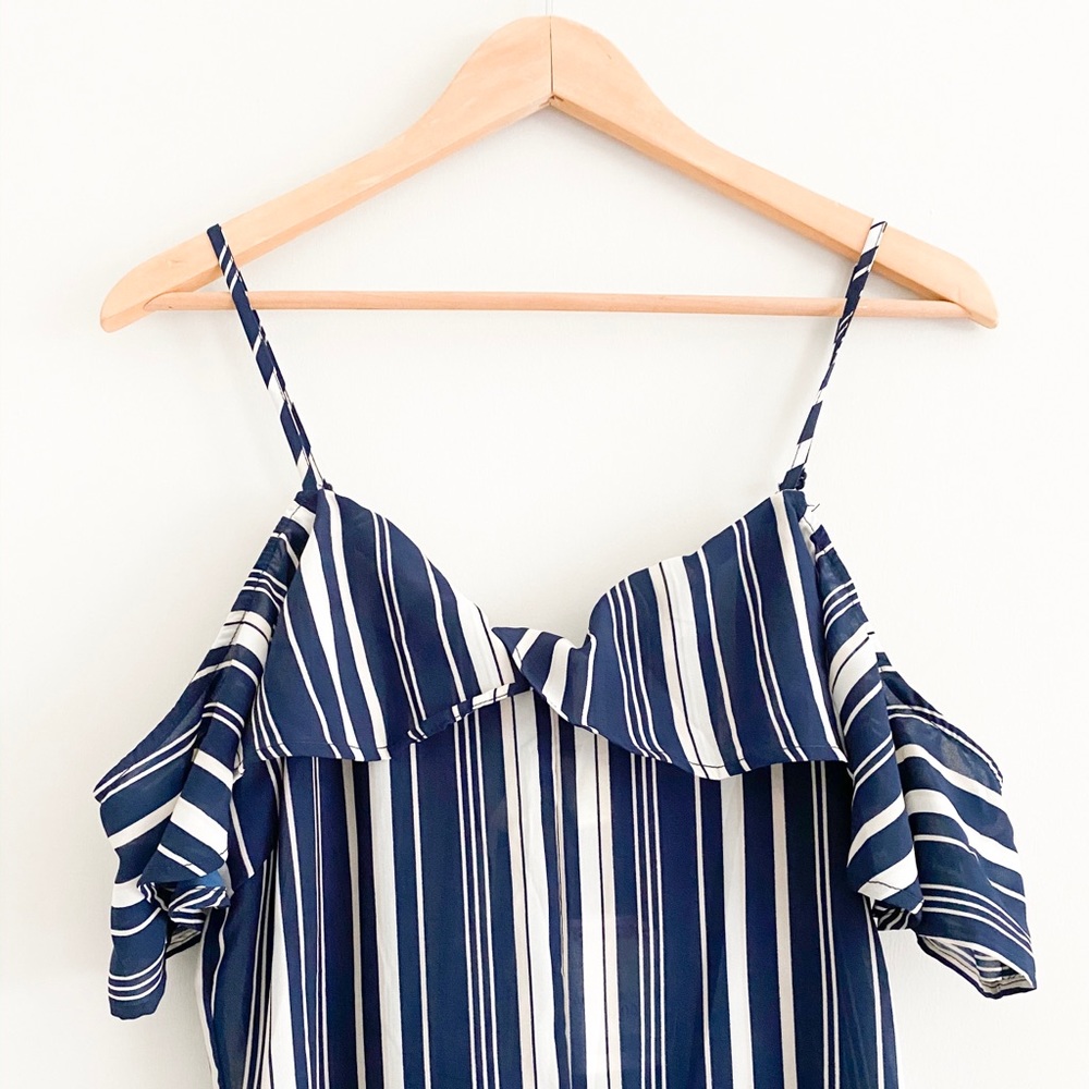 NWT JAPNA Navy White Stripes Maxi Romper - Picture 3 of 6